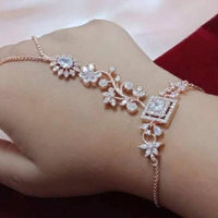 FS Collection Rose Gold Plated AD Stone Hand Harness