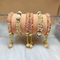 FS Collection Gold Plated Velvet Bangles Set