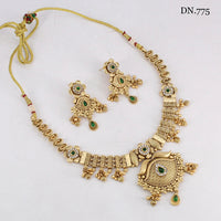 FS Collection Gold Plated Pota Stone Choker Necklace Set