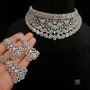 FS Collection Silver Plated AD Stone Choker Necklace Set
