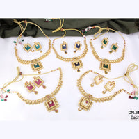 FS Collection Gold Plated Kundan Stone Choker Necklace Set