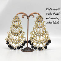 FS Collection Gold Plated Kundan Stone & Baeds Dangler Earrings