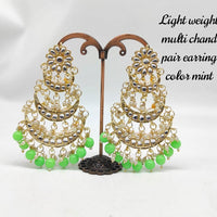 FS Collection Gold Plated Kundan Stone & Baeds Dangler Earrings