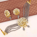 FS Collection Gold Plated Kundan Stone & Beads Choker Necklace Set
