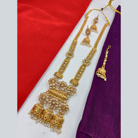 FS Collection Gold Plated Kundan Stone Long Necklace Set