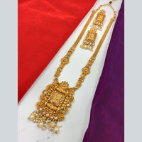 FS Collection Gold Plated Kundan Stone Long Necklace Set
