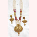 FS Collection Gold Plated Pota Stone Long Necklace Set