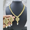 FS Collection Gold Plated Kundan Stone Long Necklace Set