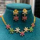 FS Collection Gold Platd Pota Stone Choker Necklace Set