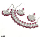 FS Collection Silver Plated Kundan & Crystal Stone Choker Necklace Set