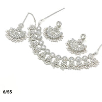FS Collection Silver Plated Kundan & Crystal Stone Choker Necklace Set