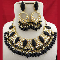 FS Collection Gold Plated Kundan Stone & Beads Choker Necklace Set
