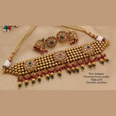 FS Collection Gold Plated Pota Stone Choker Necklace Set