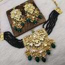 FS Collection Gold Plated Kundan Stone & Beads Choker Necklace Set