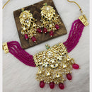 FS Collection Gold Plated Kundan Stone & Beads Choker Necklace Set