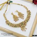 FS Collection Copper Gold Plated Pota Stone Choker Necklace Set