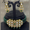FS Collection Gold Plated Kundan Stone & Beads Choker Necklace Set