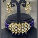 FS Collection Gold Plated Kundan Stone & Beads Choker Necklace Set