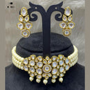FS Collection Gold Plated Kundan Stone & Beads Choker Necklace Set
