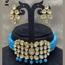 FS Collection Gold Plated Kundan Stone & Beads Choker Necklace Set