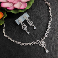 FS Collection Silver Plated AD Stone  Necklace Set