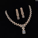 FS Collection Rose Gold Plated AD Stone Necklace Set