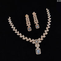 FS Collection Rose Gold Plated AD Stone Necklace Set