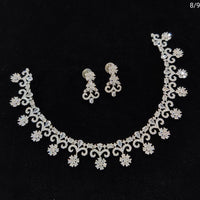 FS Colletion Silver Plated AD Stone Necklace Set