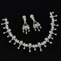 FS Colletion Silver Plated AD Stone Necklace Set