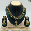 FS Collection Gold Plated Crystal Stone & Beads Necklace Set