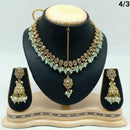 FS Collection Gold Plated Crystal Stone & Beads Necklace Set