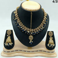 FS Collection Gold Plated Crystal Stone & Beads Necklace Set
