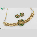 FS Collection Gold Plated Kundan Stone Choker Necklace Set