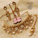 FS Collection Copper Gold Plated Pota Stone Choker Necklace Set