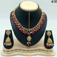 FS Collection Gold Plated Crystal Stone & Beads Necklace Set