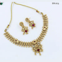 FS Collection Gold Plated Pota Stone Choker Necklace Set
