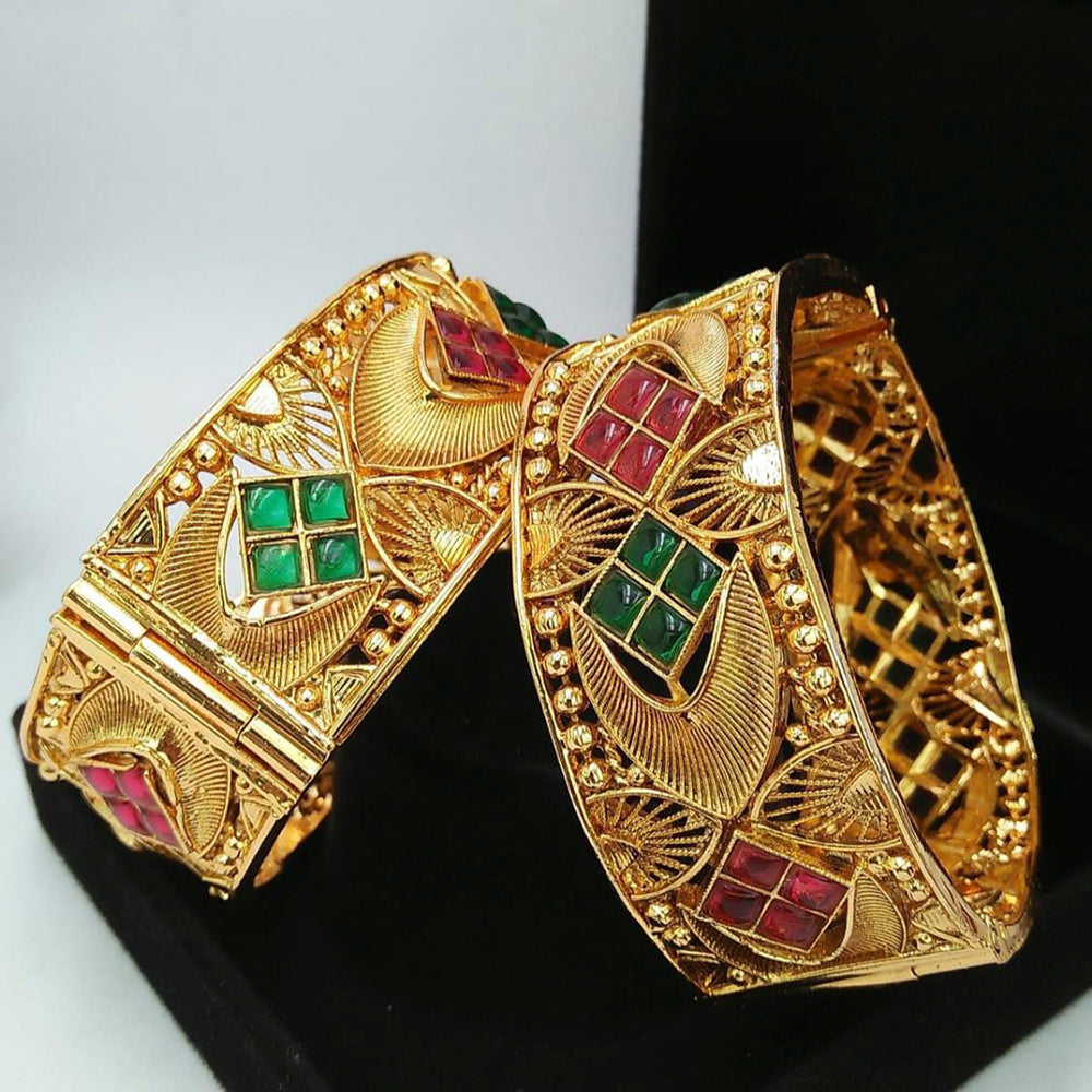 FS Collection Gold Plated Pota Stone Openable Bangles