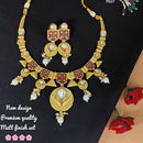 FS Collection Gold Plated Kundan Stone & Meenakari Choker Necklace Set