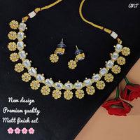 FS Collection Gold Plated Crystal Stone Choker Necklace Set