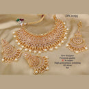 FS Collection Copper Gold Plated AD Stone Choker Necklace Set