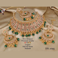 FS Collection Copper Gold Plated AD Stone Choker Necklace Set
