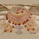 FS Collection Copper Gold Plated AD Stone Choker Necklace Set