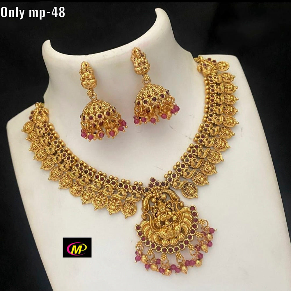 FS Collection Gold Plated Temple Necklace Set