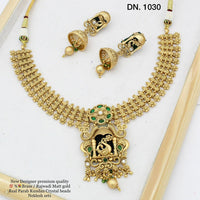 FS Collection Gold Plated Kundan Stone Necklace Set