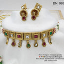 FS Collection Gold Plated Kundan Stone Choker Necklace Set