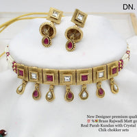 FS Collection Gold Plated Kundan Stone Choker Necklace Set