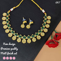 FS Collection Gold Plated Kundan Stone Choker Necklace Set