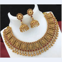 FS Collection Gold Plated Pota Stone Choker Necklace Set