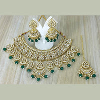 FS Collection Gold Plated Kundan Stone & Beads Choker Necklace Set