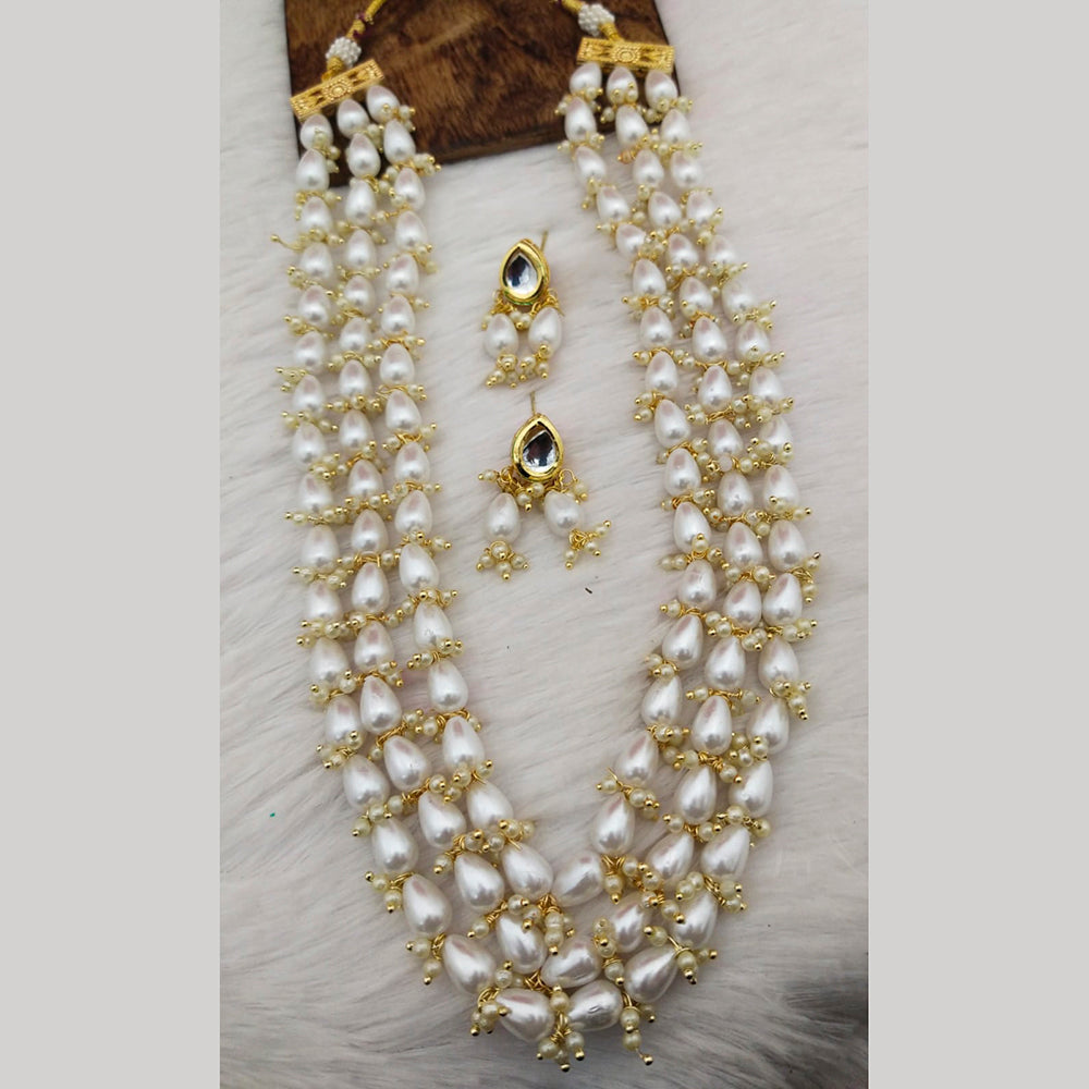 FS Collection Gold Plated 3 Line Beads Necklace Set